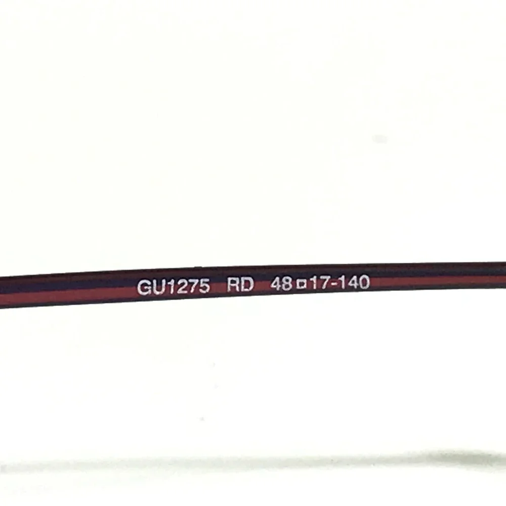 Guess Eyeglasses Frames GU1275 RD Red Rectangular Rimless 48-17-140
